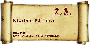 Kloiber Mária névjegykártya